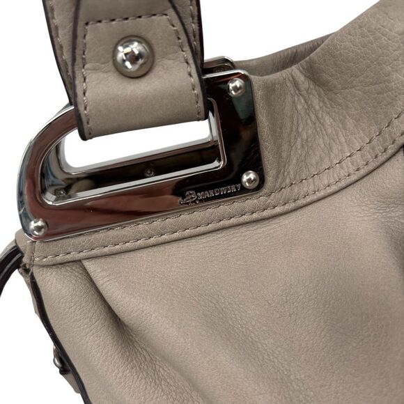 B. Makowsky Shoulder Bag Italian Leather Taupe Mushroom Brown - Picture 5 of 9